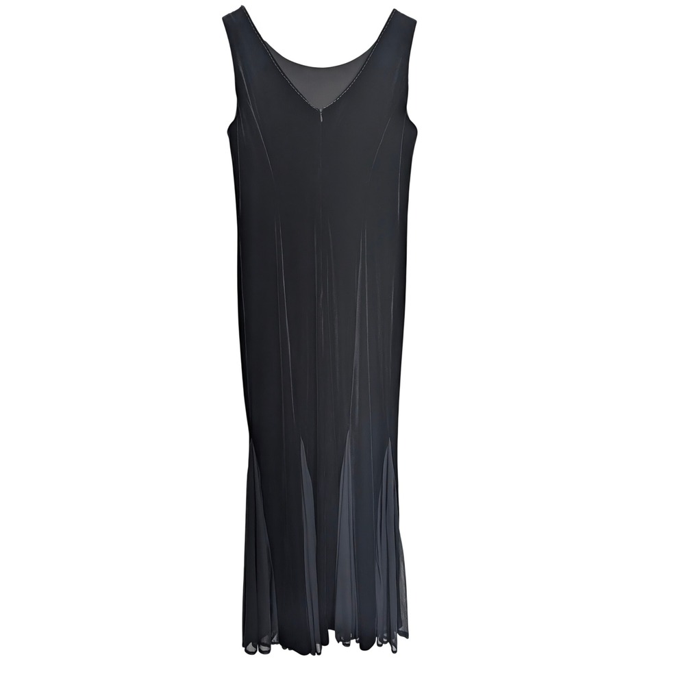 Vintage 90s‎ Black Velvet Beaded Maxi Dress 8 Evening Going Out Elegant Witchy - Picture 2 of 8